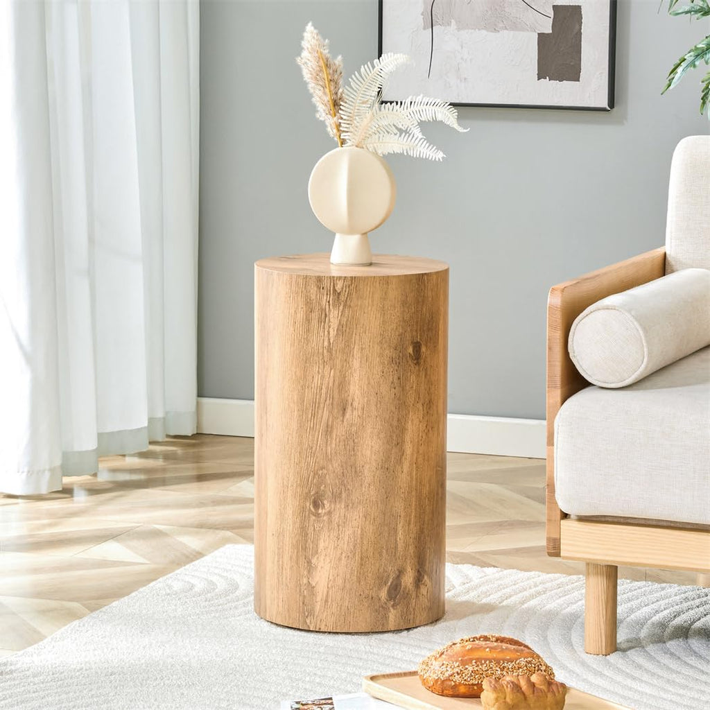 Round Coffee Table, 23.6" Modern Grey Faux Marble Drum Coffee Table, Round Accent Center Table for Living Room Apartment Small Spaces, No Assembly Required