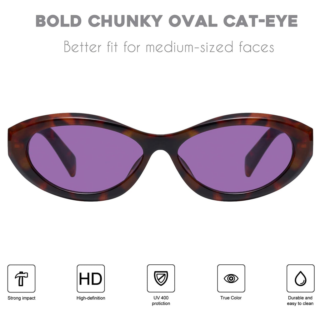 mosanana Oval Cat Eye Sunglasses for Women Retro Y2K Style MS52372