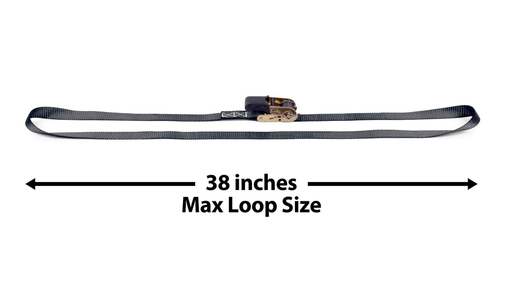 PowerTye 1in x 4ft Easy-Grip Light-Duty Endless Ratchet (no Hooks) - 400 lb. Working Load Limit / 1,200 lb. Breaking Strength - Black 2-Pack