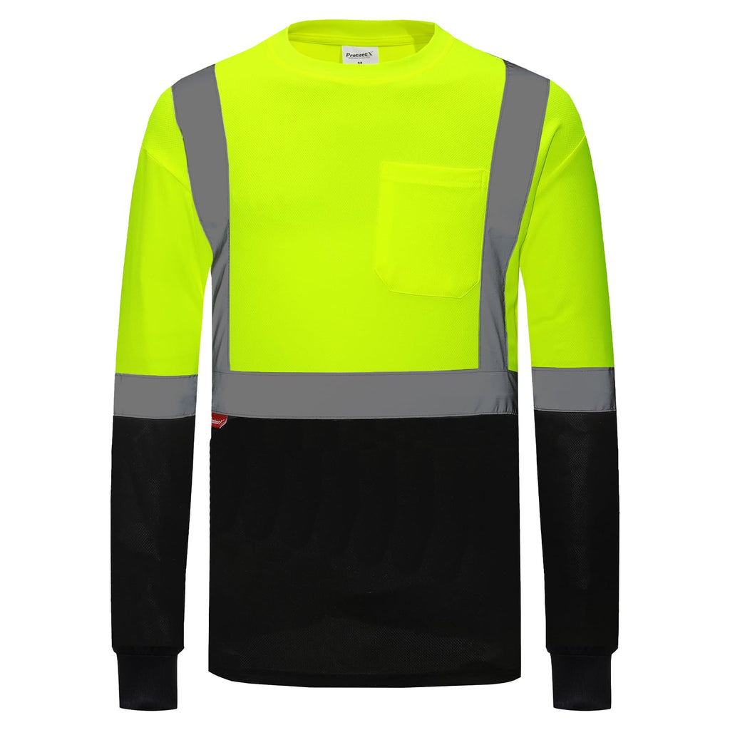 ProtectX High Visibility Long Sleeve Shirts Reflective Hi Vis Safety Shirt for Men Women Class 2-3 Construction Shirt 1 Pack