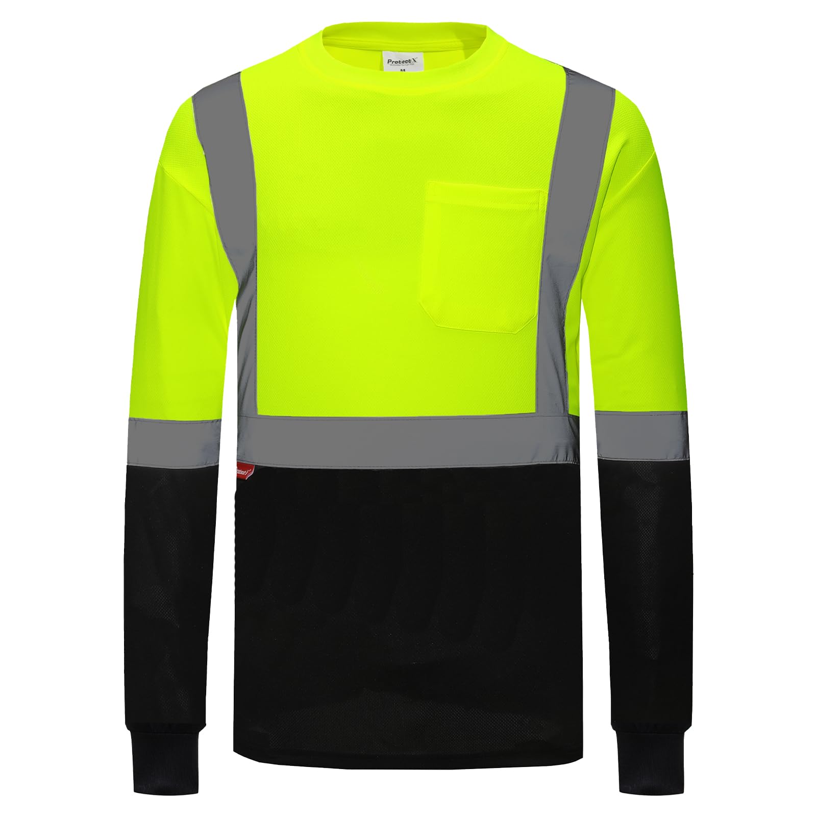 ProtectX High Visibility Long Sleeve Shirts Reflective Hi Vis Safety Shirt for Men Women Class 2-3 Construction Shirt 1 Pack