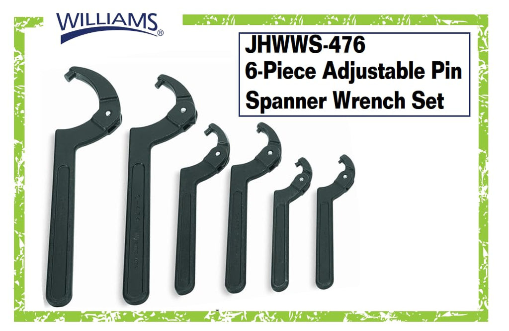 Williams JHW472 Adjustable Hook Spanner Wrench with Span Diameter of 1-1/4 to 3-Inch, Ideal for Adjusting Collars, Lock Nut Rings, and Bearings