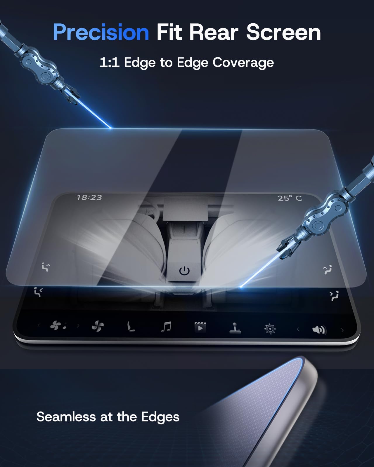 8" Rear Screen Protector for Tesla Model Y Juniper/Model 3 Highland, [HD & No-edge Gaps & 9H] Tempered Glass Screen Protector with Alignment Frame for Tesla Model 3/Y Accessories, Glossy