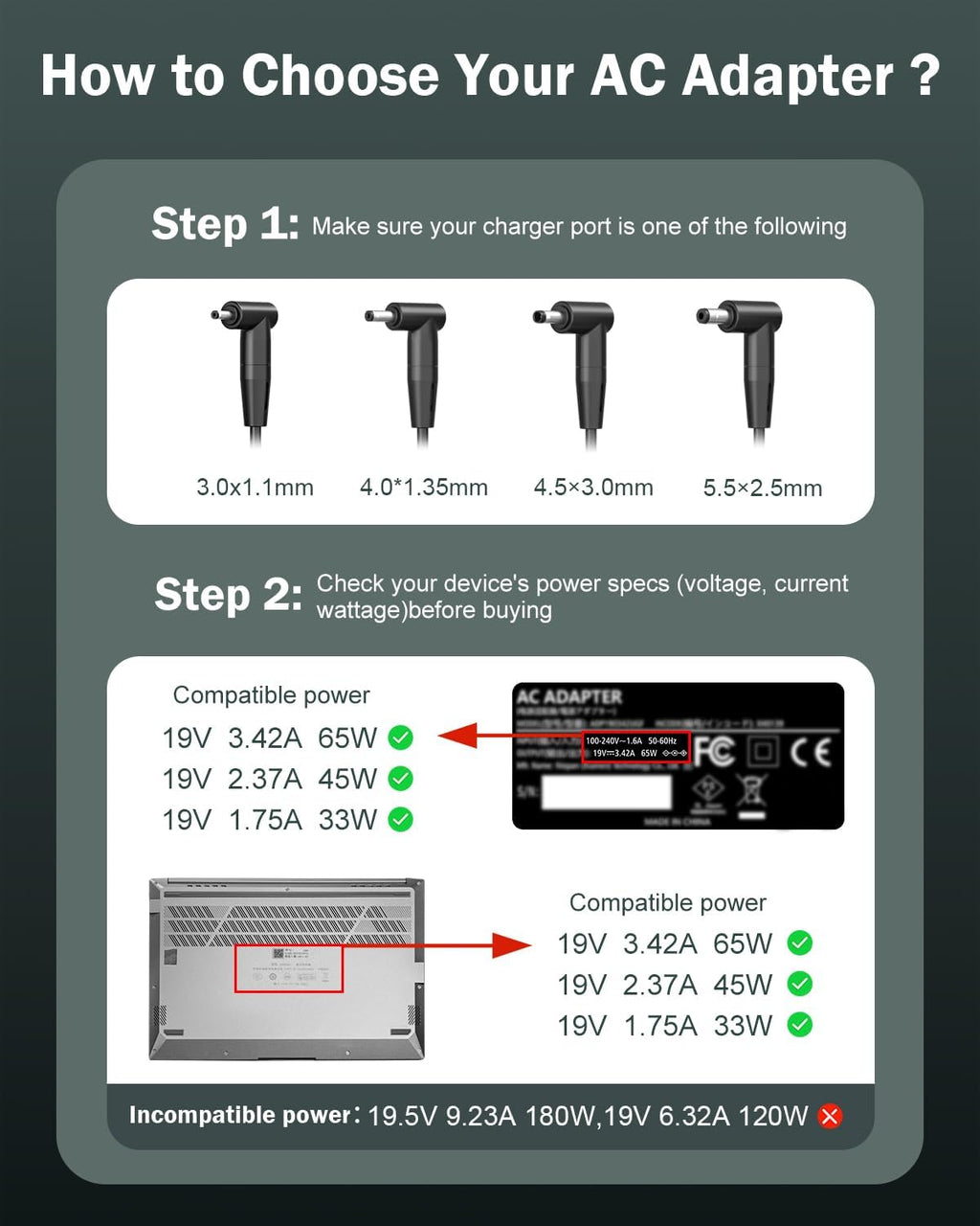 Superer 65W Laptop Charger for ASUS VivoBook ZenBook, Chromebook | Round Tip Connector, Charging Indicator, Extended Cable, Supports 45W 33W Notebook Power Adapter and Selected Laptop Models