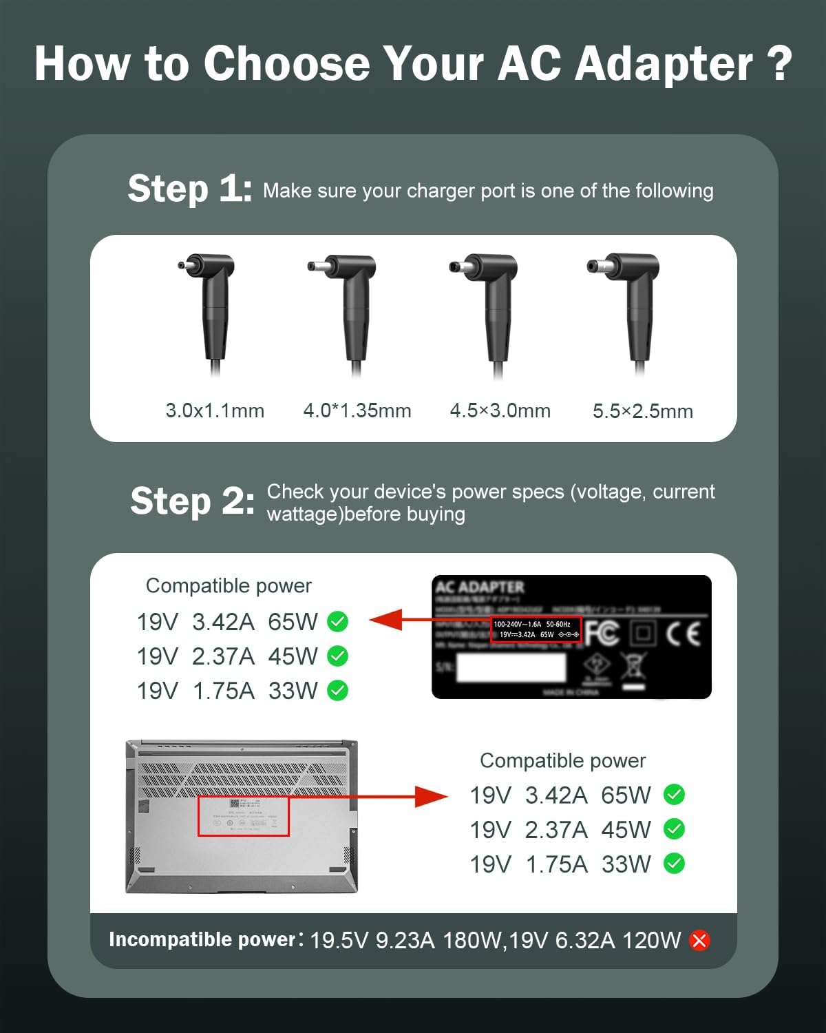 Superer 65W Laptop Charger for ASUS VivoBook ZenBook, Chromebook | Round Tip Connector, Charging Indicator, Extended Cable, Supports 45W 33W Notebook Power Adapter and Selected Laptop Models
