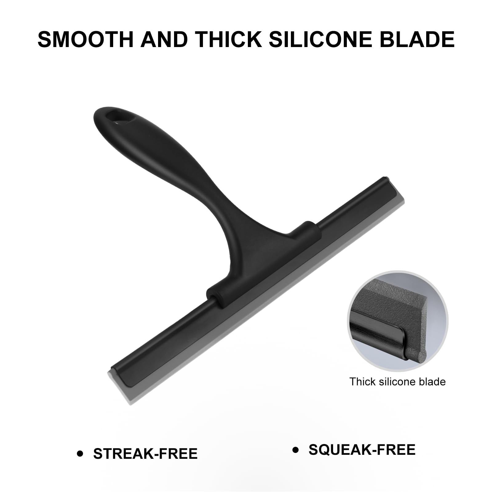 SetSail Squeegee for Shower Glass Door Stainless Steel Shower Squeegee for Glass Doors All-Purpose Window Squeegee for Tile Shower Walls, Sink, Mirror, Bathroom, Car Window Cleaning 10 Inches, Balck