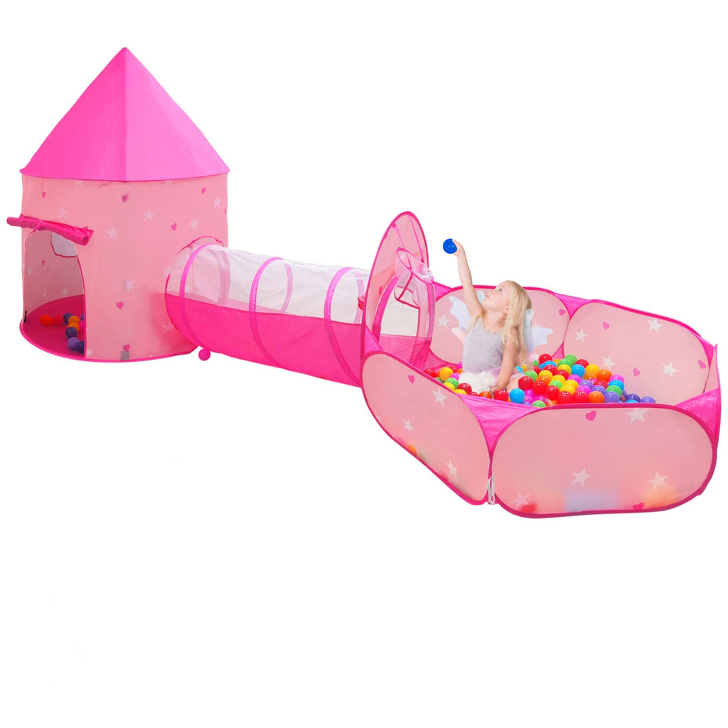 GeerWest 3PC Dinosaur Tent for Girls with Kids Ball Pit, Kids Play Tents and Crawl Tunnel for Toddlers, Pink Pop Up Playhouse Toys for Baby Indoor& Outdoor Tent Games, Birthday Kid’s Gifts