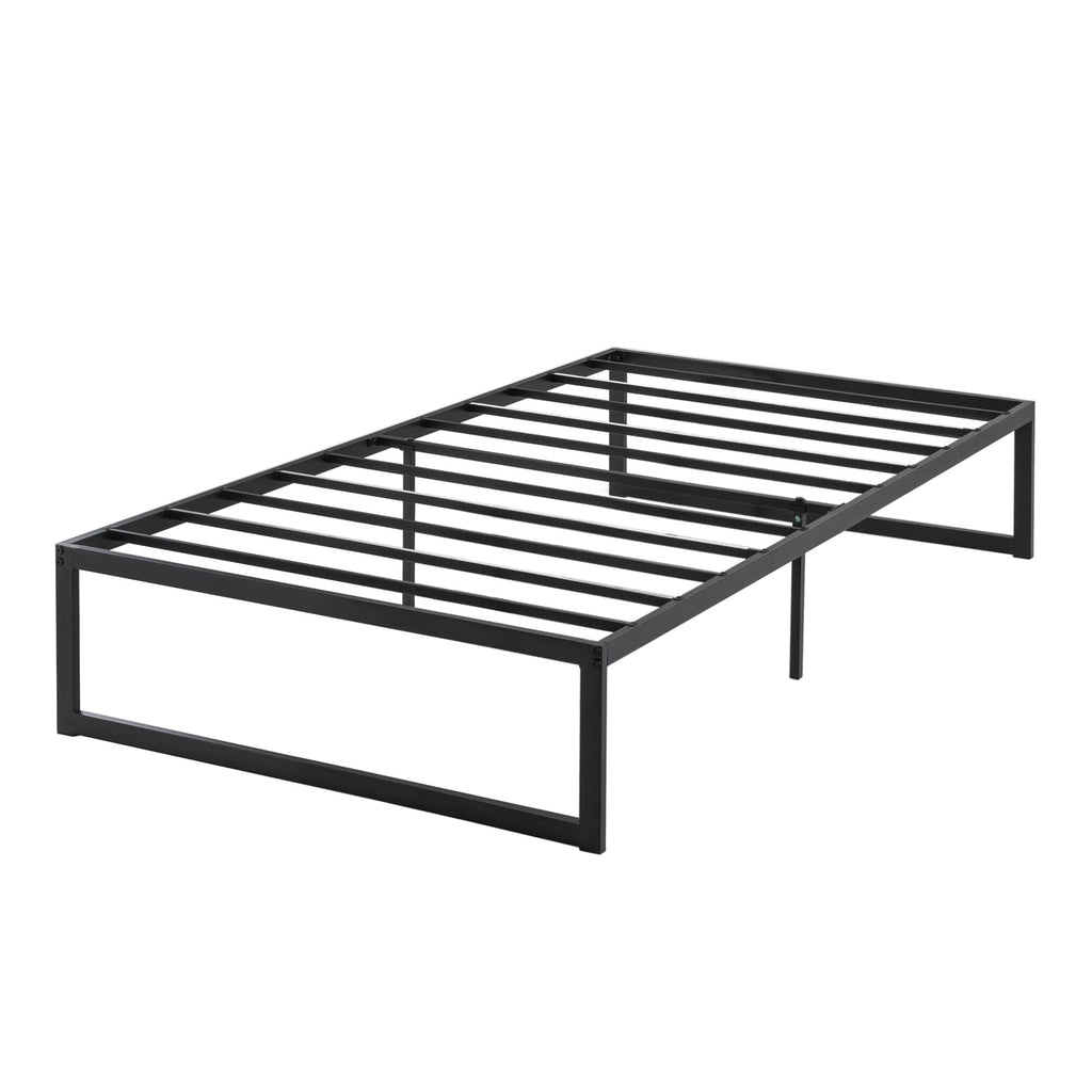Zinus ABEL 14 Inch Platform Bed Frame, Steel Slat Support, Easy Assembly, No Box Spring Needed, Eco Friendly WonderBox(TM) Packaging, Black, Twin
