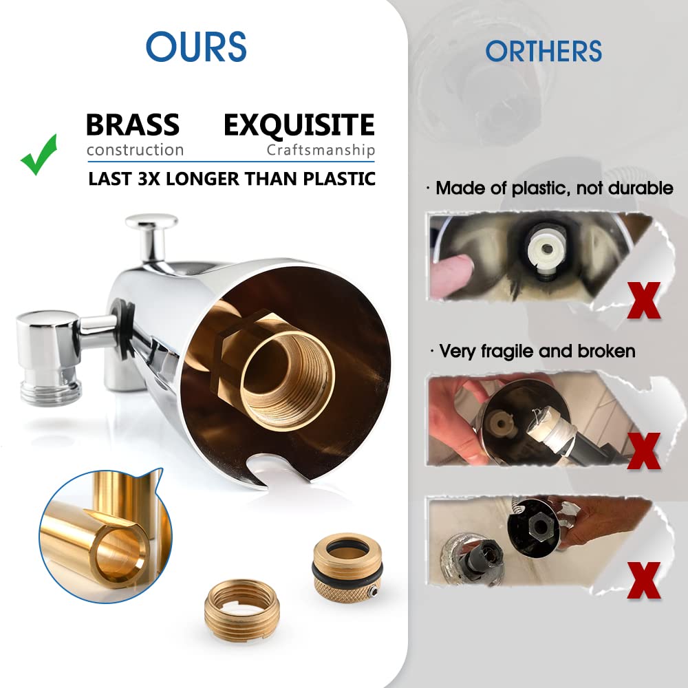 PROOX All Metal Tub Spout with Diverter, 6 Settings Hand held Shower with ON/Off Pause Switch, Bathtub Faucet with Sprayer Brushed Nickel