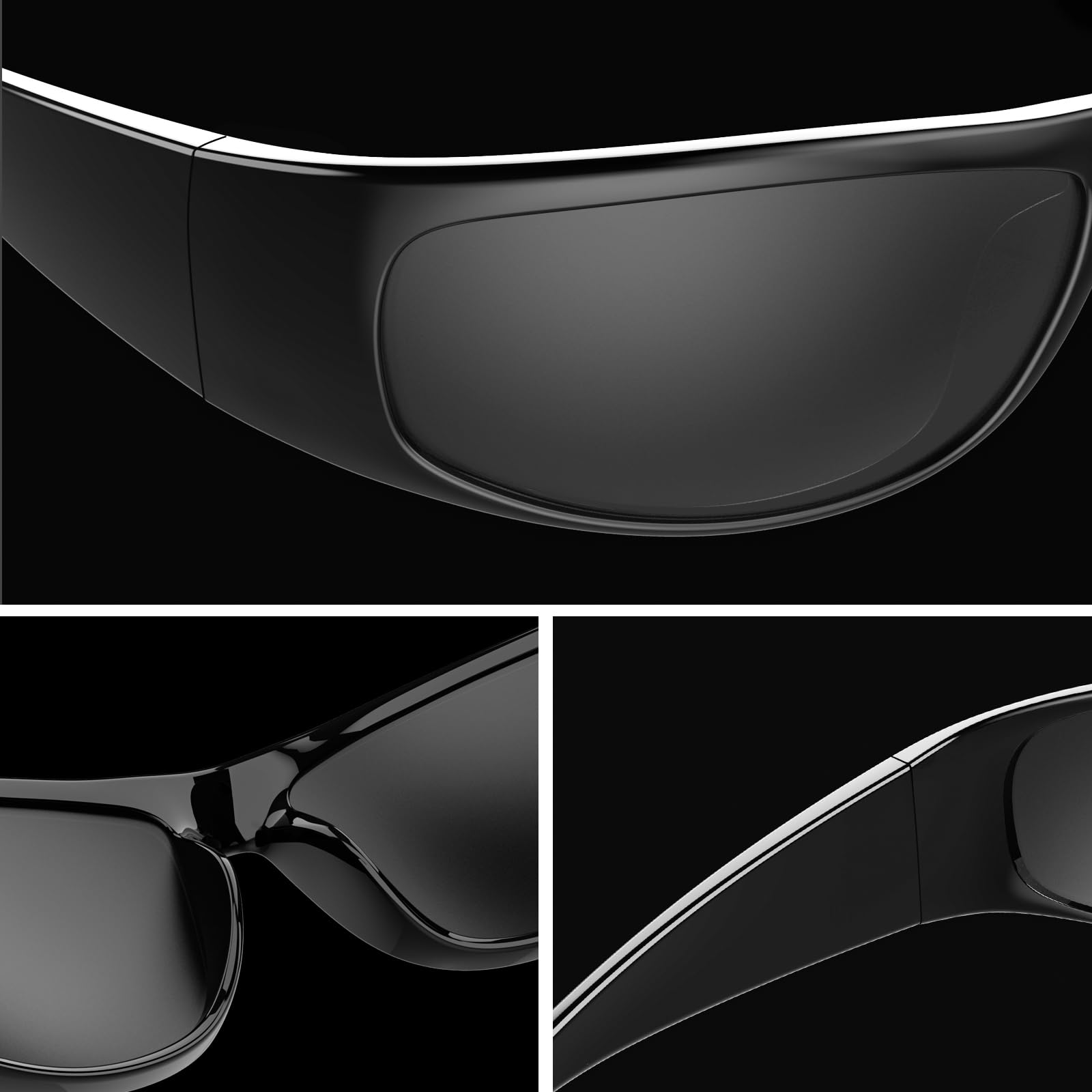 WISTON Wrap Around Sunglasses for Men Women Super Dark Blackout Sunglasses for Sensitive Eyes UV400 Protection W8005