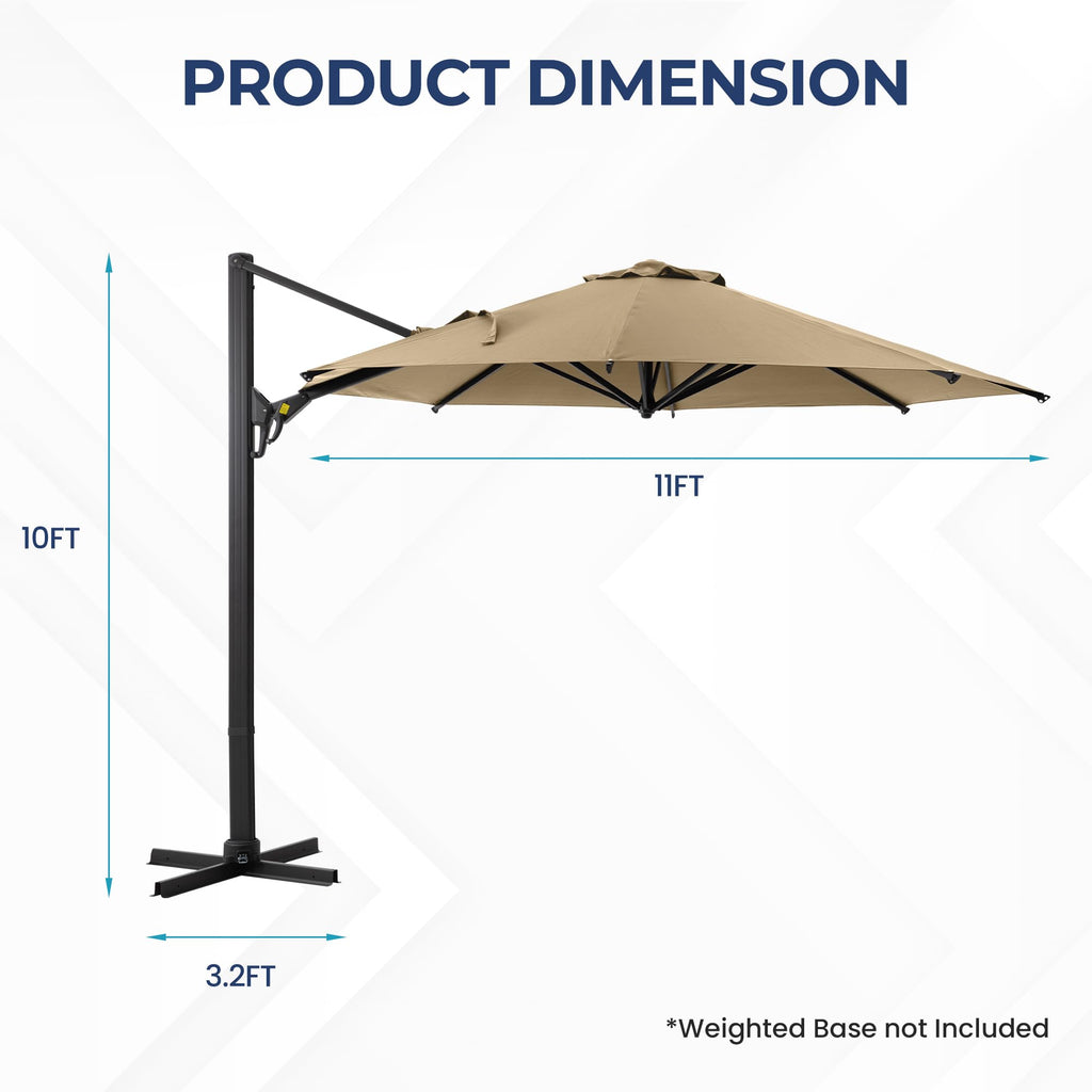 SUNVIVI OUTDOOR Outdoor Patio Umbrella, Patio Umbrella, Market Umbrella, Large Outdoor Umbrella, Metal Pole Umbrella with Push Button Tilt and Crank, Polyester Canopy