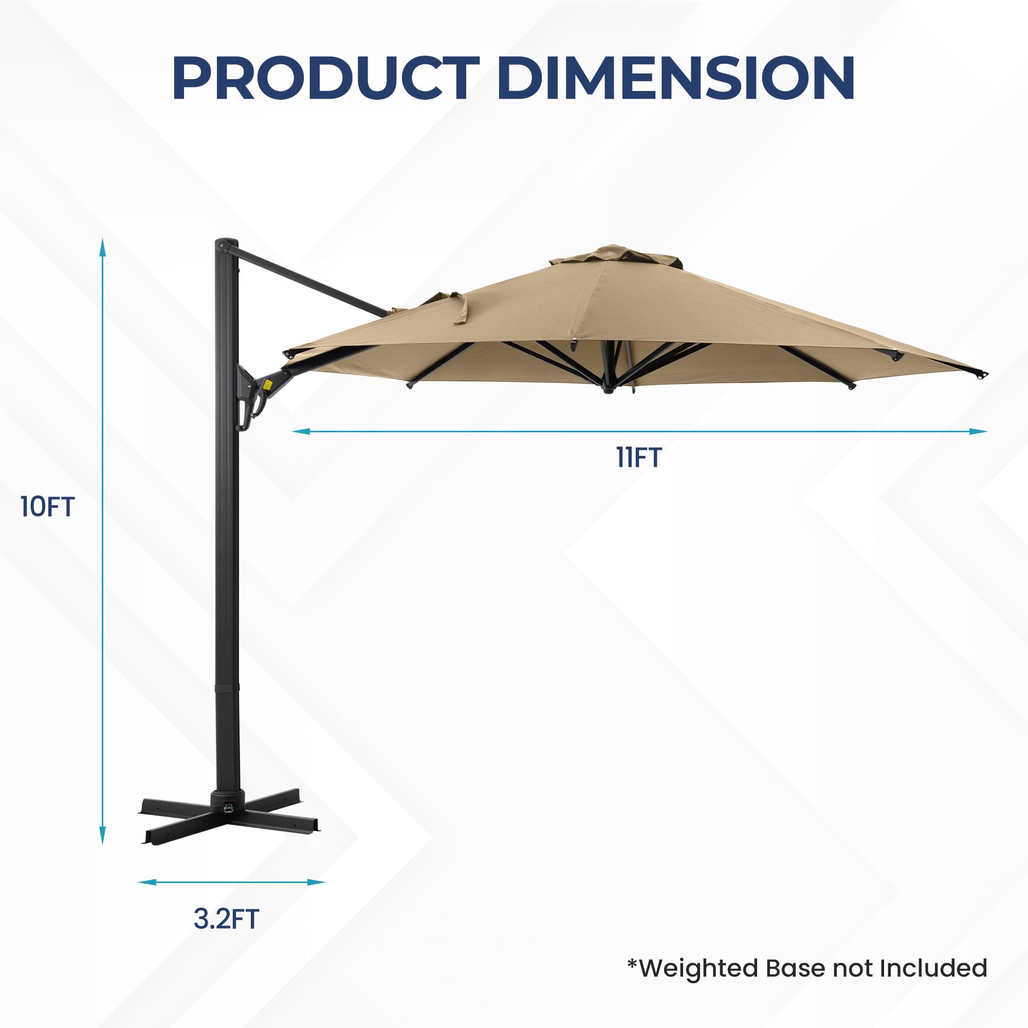SUNVIVI OUTDOOR Outdoor Patio Umbrella, Patio Umbrella, Market Umbrella, Large Outdoor Umbrella, Metal Pole Umbrella with Push Button Tilt and Crank, Polyester Canopy