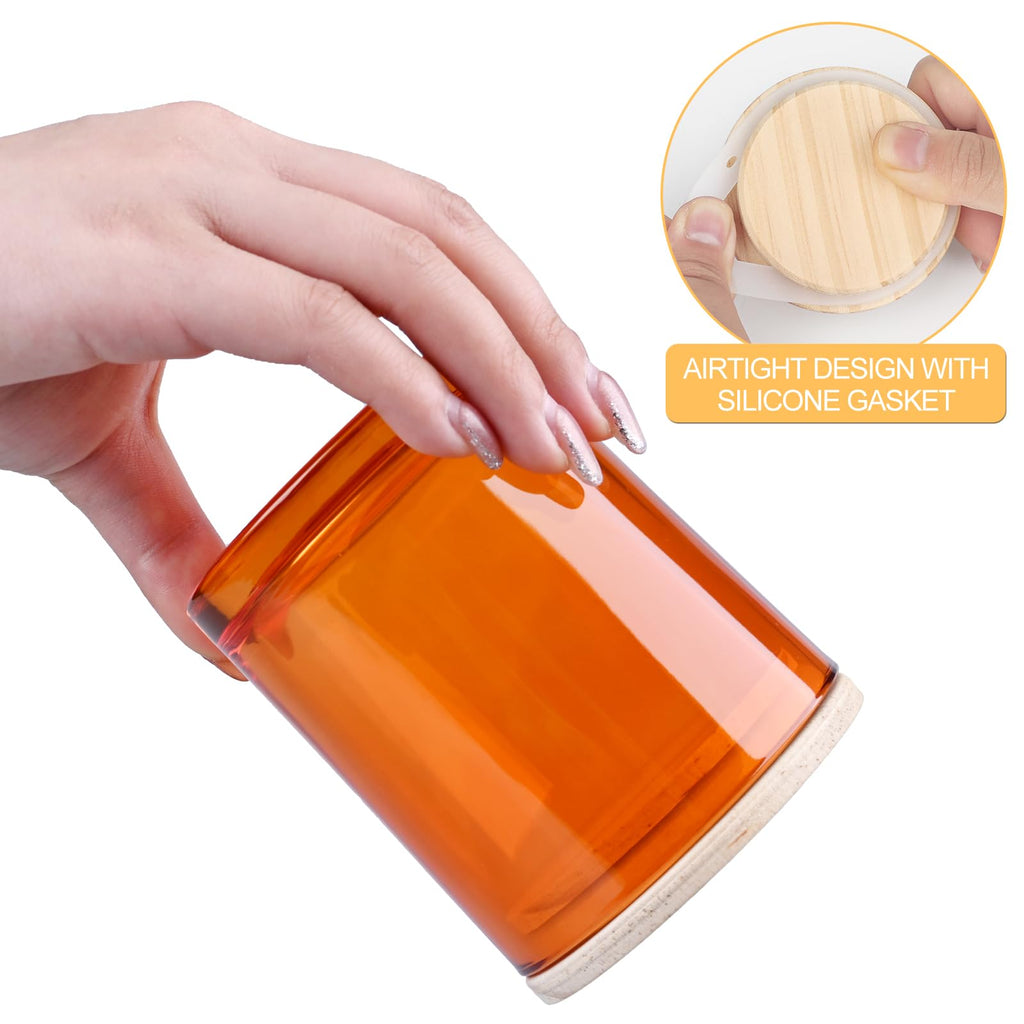 SHOWIN 10 OZ Thick Candle Jars for Making Candles 15 Pcs, Empty Jars with Wood Lids for Candle Making, Sample Container, Inner Black
