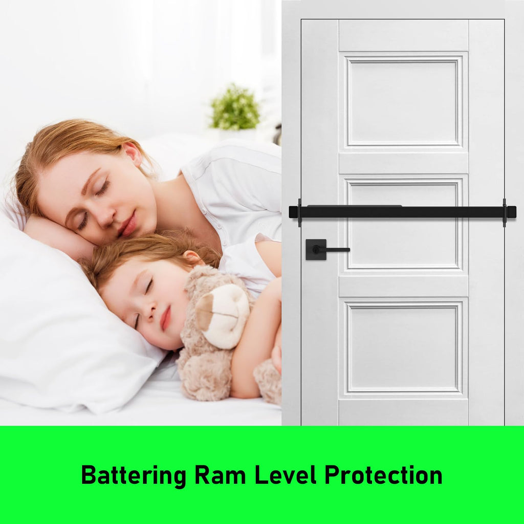 Door Security Bar-by Doorricade-Secure The Entire Width of Your Inward Opening Front Door-Safe Room. Fits Doors up to 32" Wide-Black Edition.