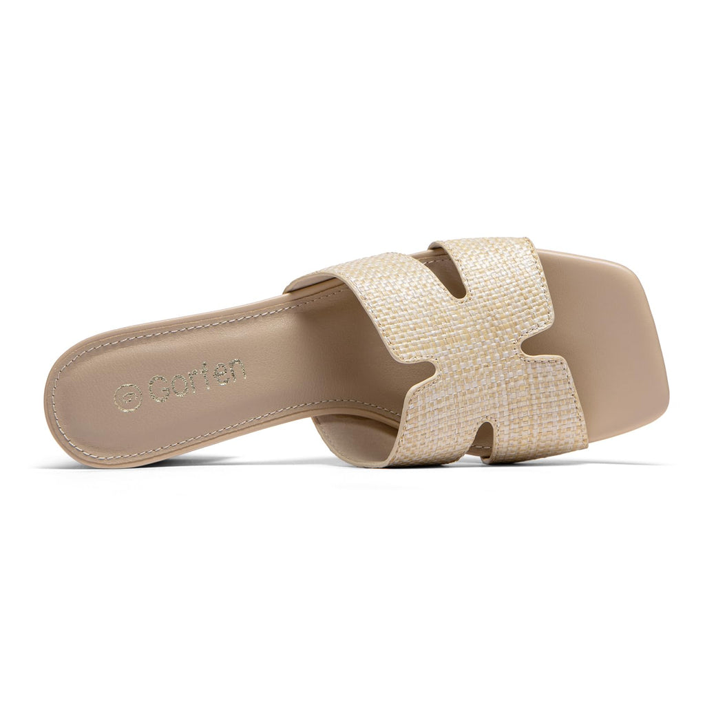 Women's Square Open Toe Sandals Low Block Chunky Heel Slip on Comfortable Casual Sandals for Daily Wear
