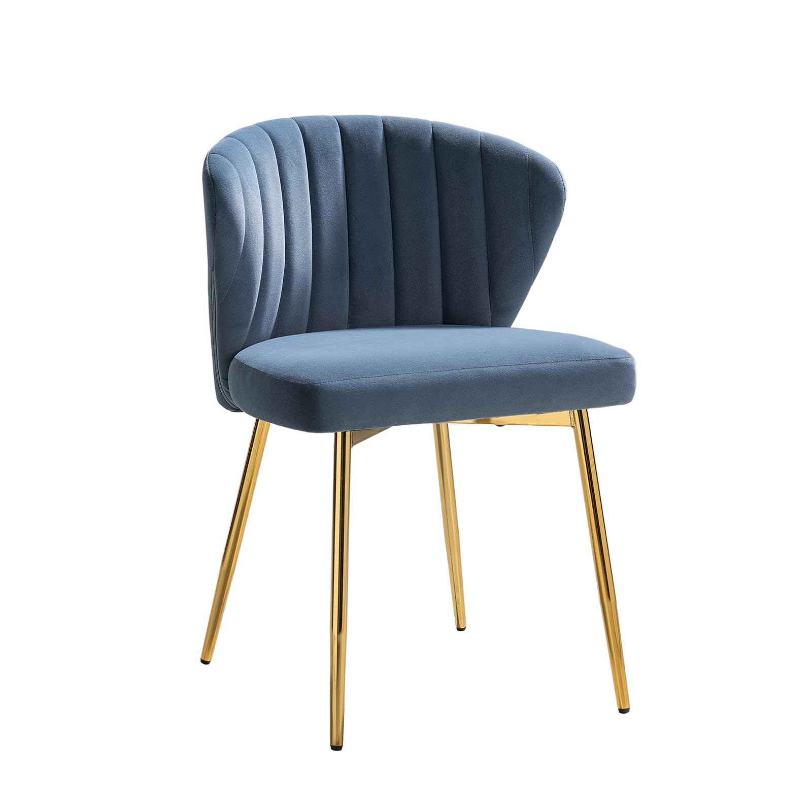 HULALA HOME Velvet Dining Chairs, Modern Small Armless Accent Chair with Gold Metal Legs, Living Room Upholstered Cute Side Chair, Elegant Tufted Back Vanity Chair for Bedroom, Auburn