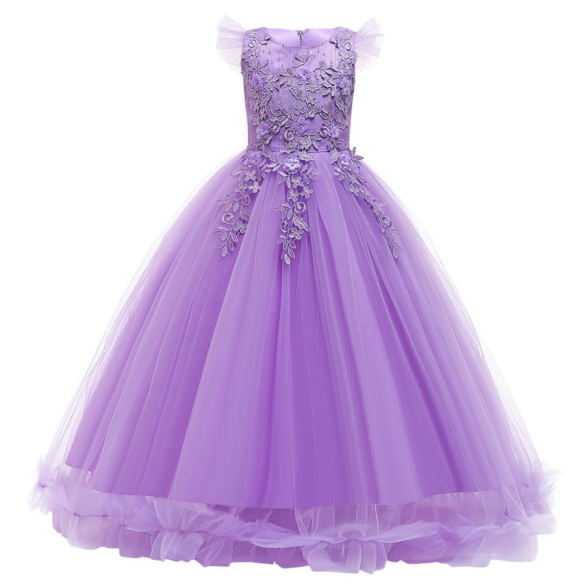 Flower Girls Maxi Dress Bridesmaid Wedding Pageant Party Princess Communion Floral Boho Vintage Lace Dance Gown