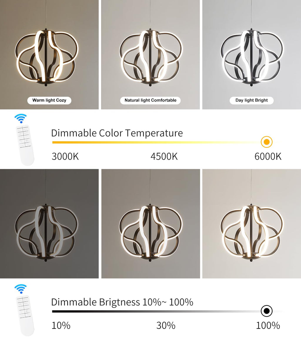 Modern Gold LED Chandelier with Remote Control, Dimmable LED Chandelier with 3 Color Temperature,8 Lights Hanging Pendant Lights for Dining Room Foyer Entryway Kitchen Living Room