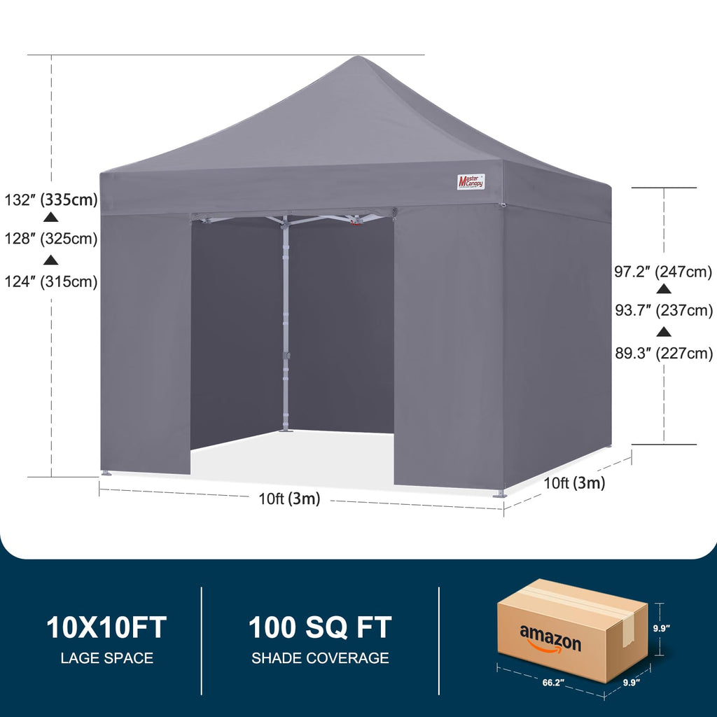 MASTERCANOPY 10x10 Premium Heavy Duty Pop Up Commercial Instant Canopy with Sidewalls(10x10 Blue)