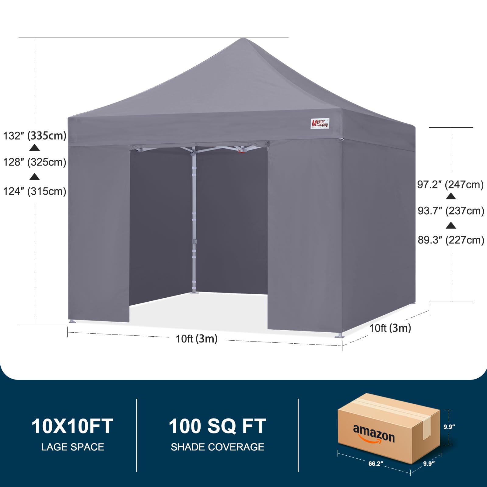MASTERCANOPY 10x10 Premium Heavy Duty Pop Up Commercial Instant Canopy with Sidewalls(10x10 Blue)