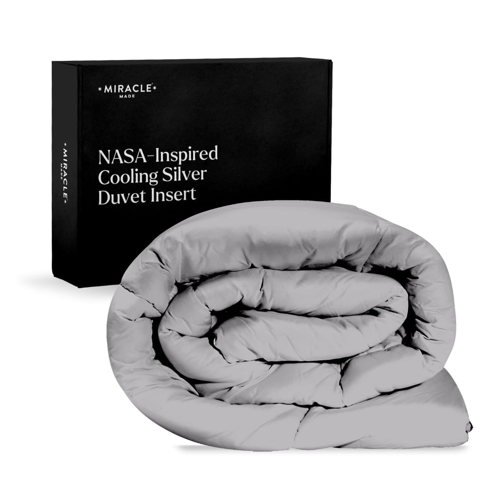 Miracle Made All-Season Duvet Insert Comforter – Silver-Treated Breathable Cotton Fabric, Pet Hair Resistant, Cool-to-The-Touch Bedding – Fits King/CaliKing Bed Cover, Stone