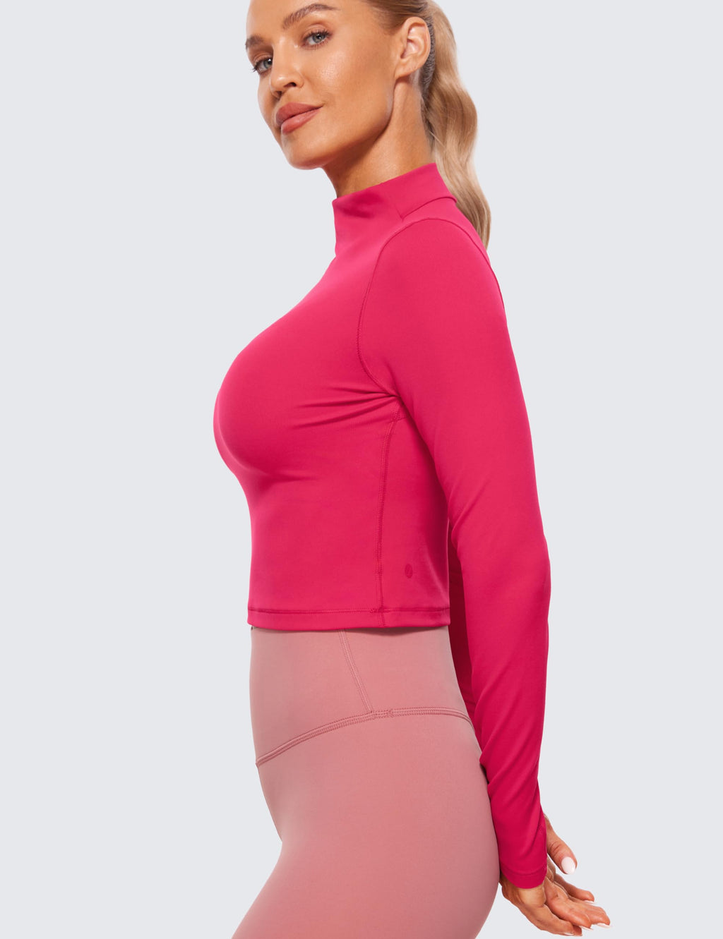 CRZ YOGA Butterluxe Mock Neck Long Sleeve Shirts for Women - Workout Casual Tops Turtleneck Crop Slim Fall Base Layer