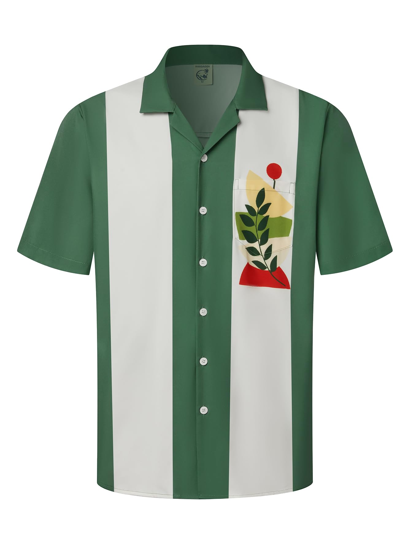 Hardaddy Men's Camp Collar Retro Vintage Bowling Button Down Shirt with Pocket Casual Short Sleeve Beach Shirts Summer