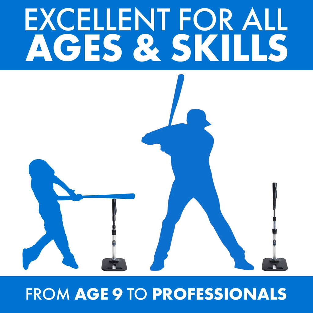 Tanner Pro Batting Tee | Pro Style Weighted Hitting Tee for Baseball Softball Slow Pitch | Adjusts 26-43” | Age 8 up| Weighted Base, Hand Rolled Flextop, Reinforced Steel Stem | Hand Assembled in US