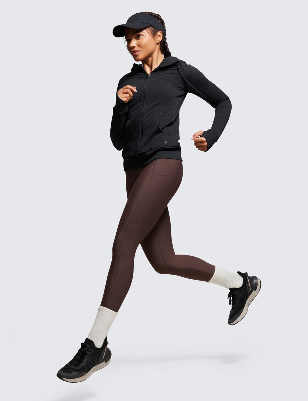 CRZ YOGA Fleece Lined Leggings Pockets 28'' - Thermal Casual Lounge Workout Womens Yoga Full Length Pants Winter Warm