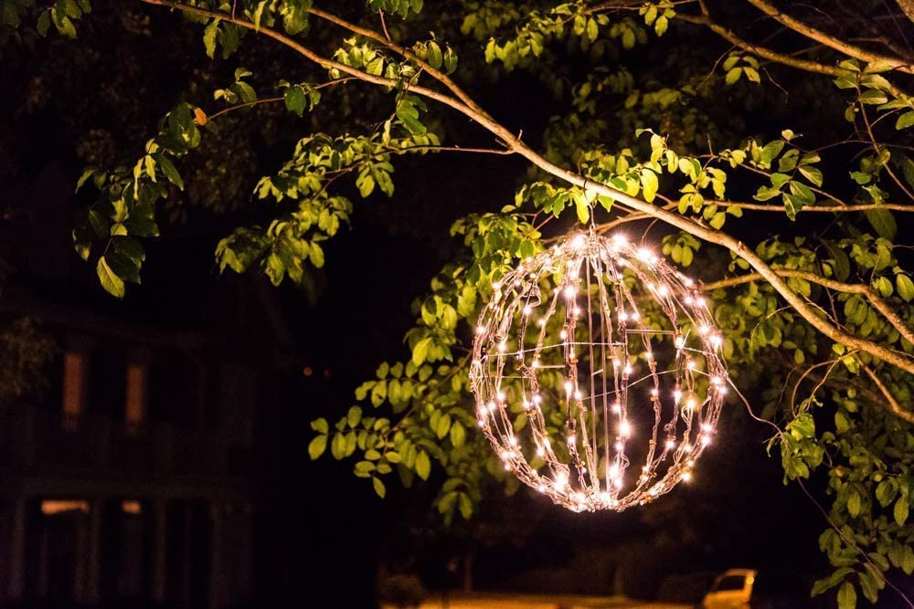 Elf Logic 3 Pack 12” Outdoor/Indoor LED Christmas Light Balls. Durable, Waterproof, Long-Lasting, Lightweight Bright Light Ball. Warm LED Lights for Holiday Decor, Patio, Wedding Decor