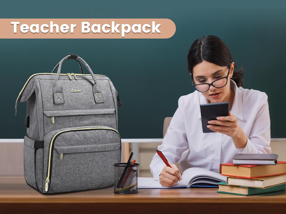 LOVEVOOK Laptop Backpack for Women with Giant Tumbler Holder Pocket, 15.6 Inch Work Daypack for Teacher Nurse, Computer College Bookbag Purse, Waterproof Travel Back Pack with USB Charging Port