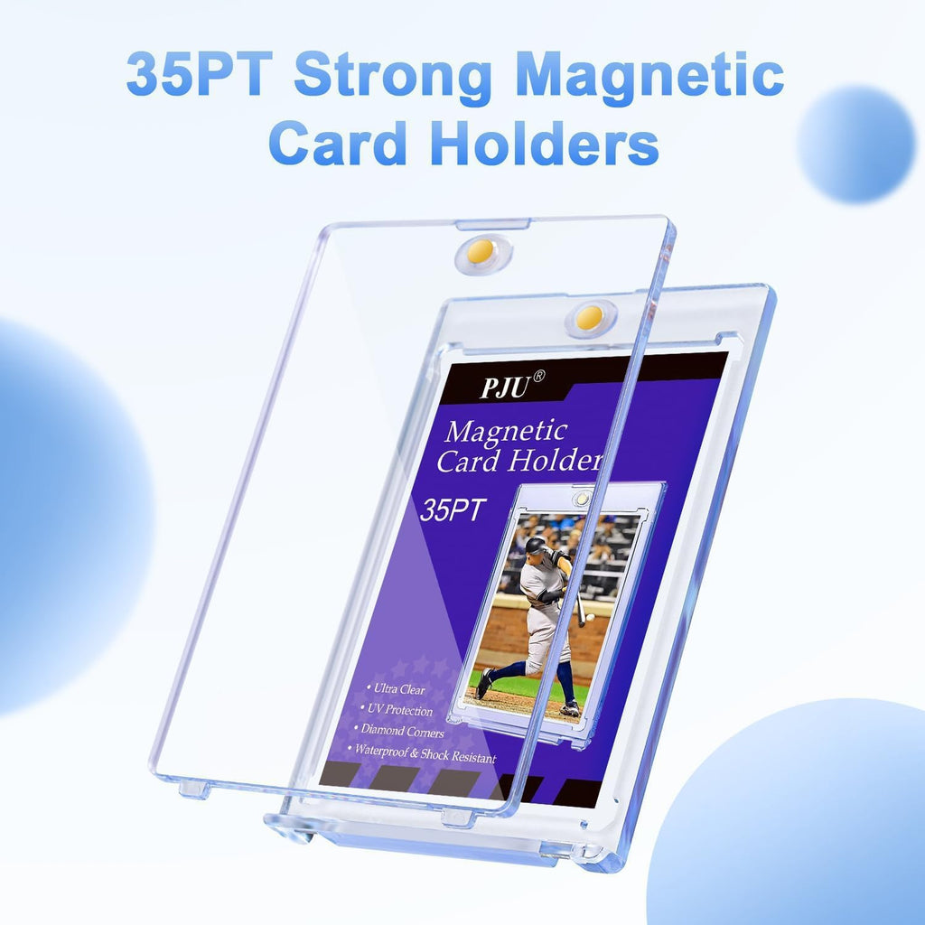 30ct Magnetic Card Holder, 35pt Slim One Touch Card Holder, Hard Plastic Protectors, UV Protection Magnetic Cards Case Fits for Baseball, Football, Game, Sports Collectible Cards, Ultra Slim