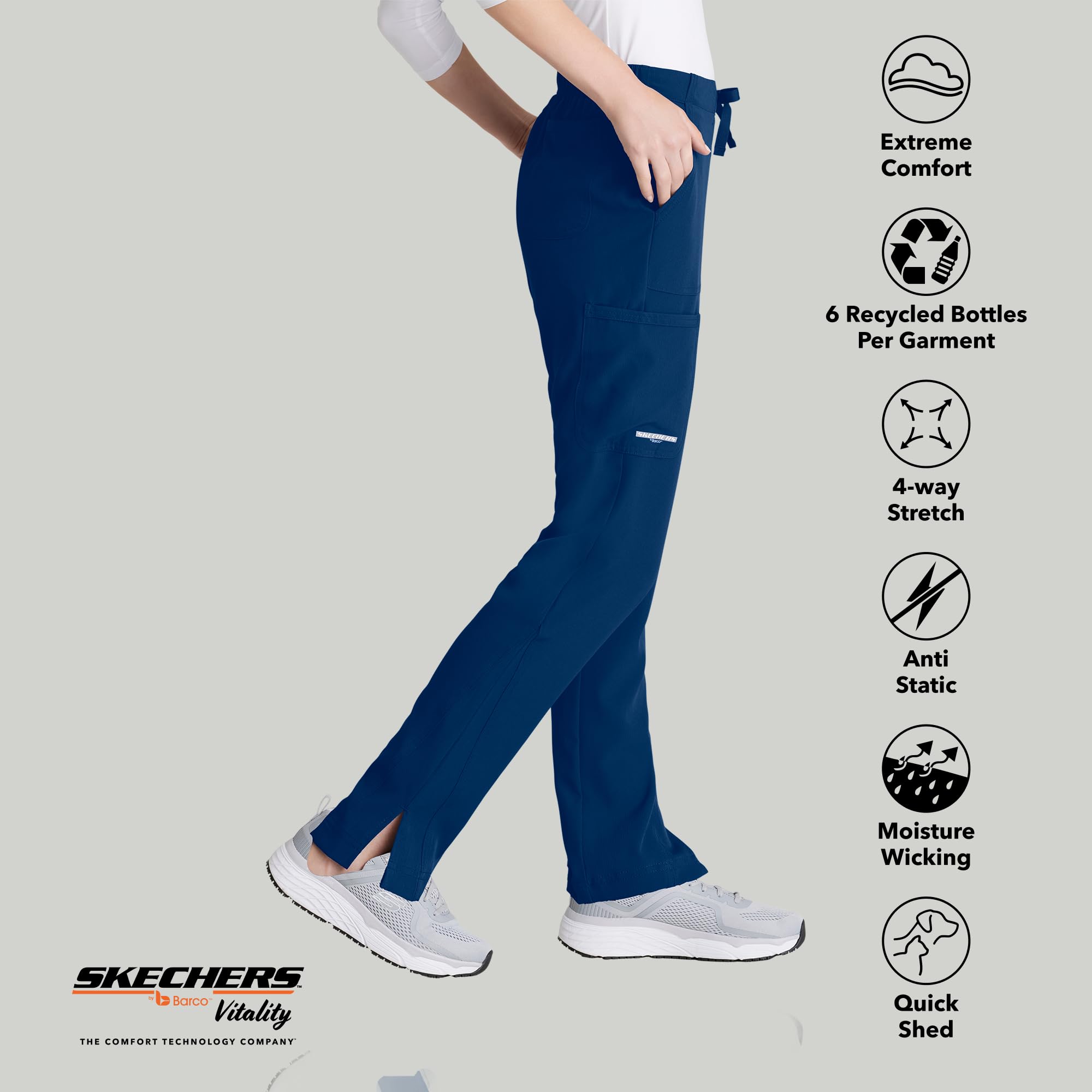 BARCO Skechers Vitality Charge Slim Fit Scrub Jogger for Women – Low-Rise Bottoms with Tapered Leg & 4-Way Stretch