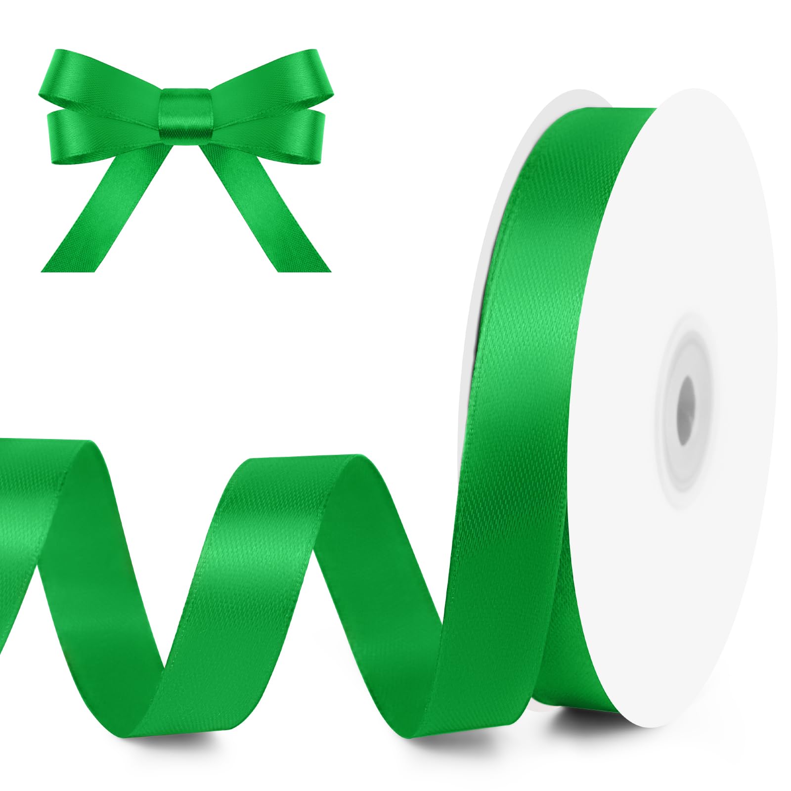 1" Wide x 100 Yards Single Face Polyester Satin Ribbon, Satin Ribbon for Crafts, Gift, Hair Bows, Wedding Party Decoration, Bow Making & Other Projects (Apple Green)