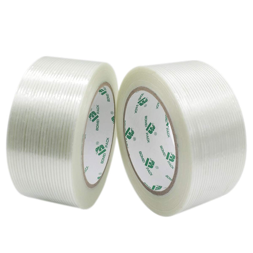 BOMEI PACK Wide Strapping Tape, 4Inch Heavy Duty Reinforced Packing Tape, Fiberglass Filament 60yds 5.5Mil