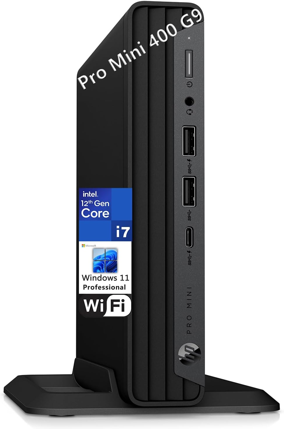 HP Desktop Computer PC Pro Mini 400 G9 MFF for Business, Intel 12-Core i7-12700T, 32GB DDR4 RAM, 1TB PCIe SSD, WiFi, Bluetooth, 2 Type-C, 2 DisplayPorts, HDMI, Keyboard and Mouse, Windows 11 Pro