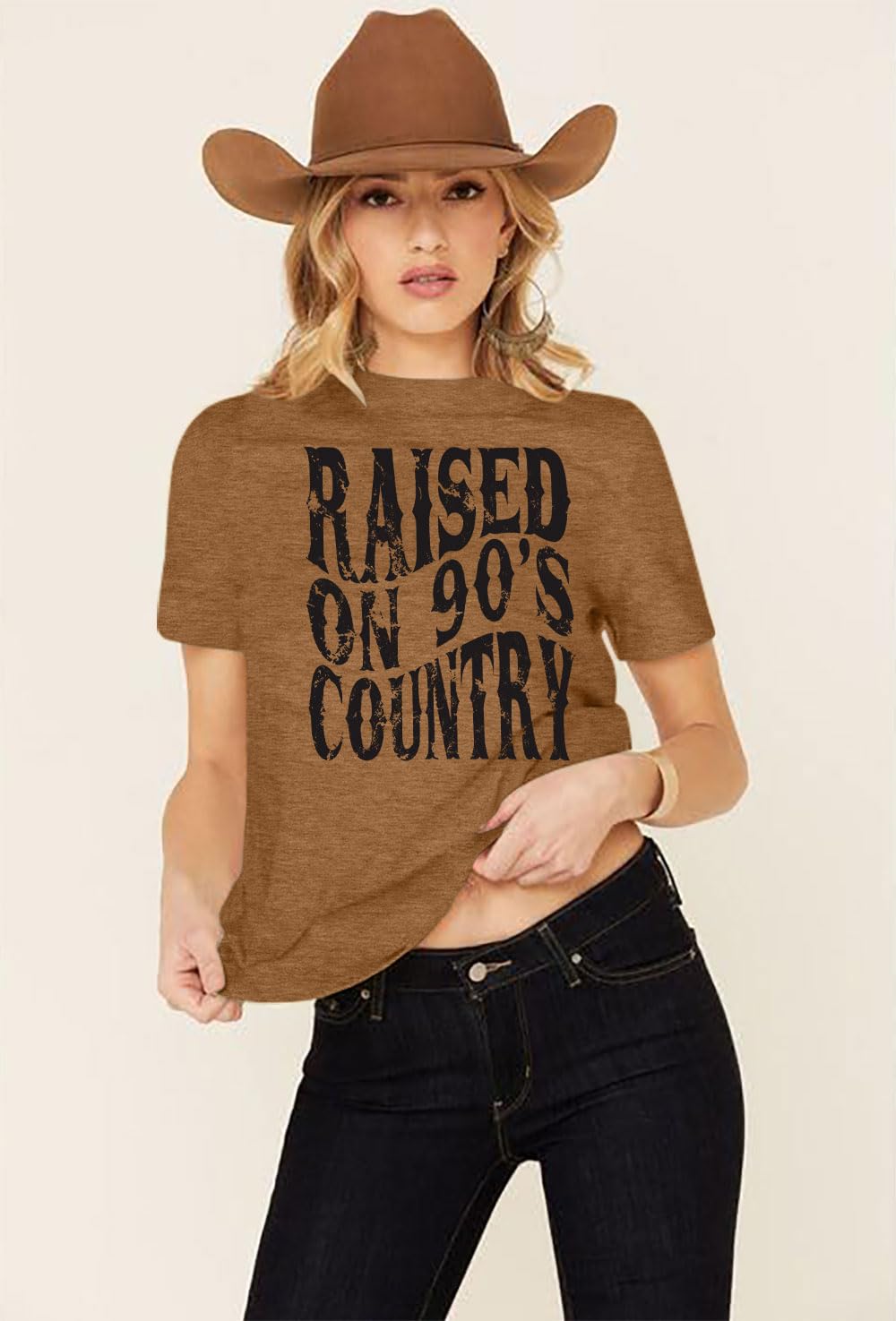 Raised on 90s Country Shirt Womens: Country Concert Outfit Country Music Tshirt Vintage Graphic Short Sleeve Tees