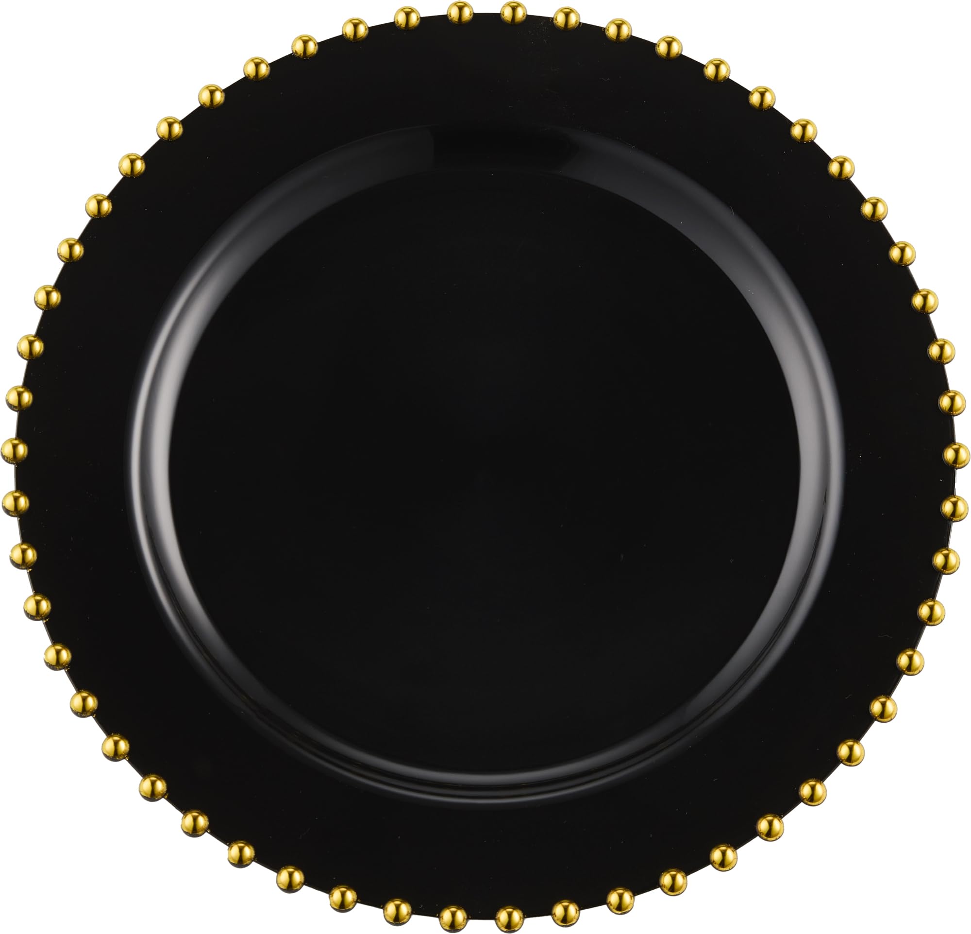 PLASTICPRO 32 Piece Combo Plastic Dinner Plates Disposable Plastic Fancy Heavy Duty Party Dishes 7 inch and 10 inch, Black and Gold Beaded