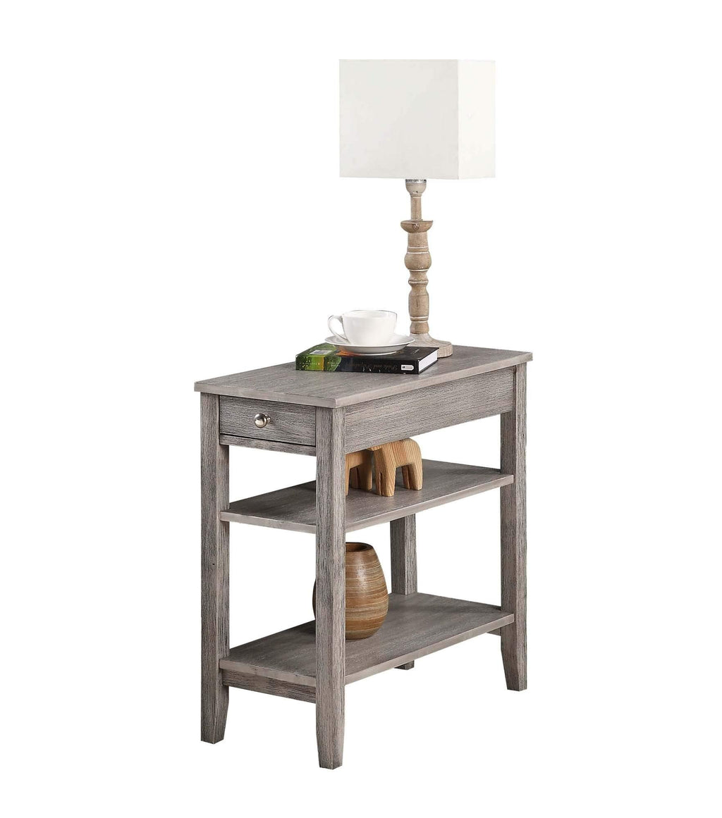 Convenience Concepts American Heritage Chairside End Table with Drawer 23.5" - Classic Living Room Table with Storage Shelf, Bedroom Nightstand, Black