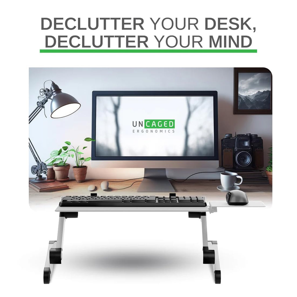 Uncaged Ergonomics WorkEZ Adjustable Computer Keyboard Stand for Desk, Keyboard & Mouse Riser, Ergonomic Portable Stand for Desktop, Computer Keypad Riser for Desk
