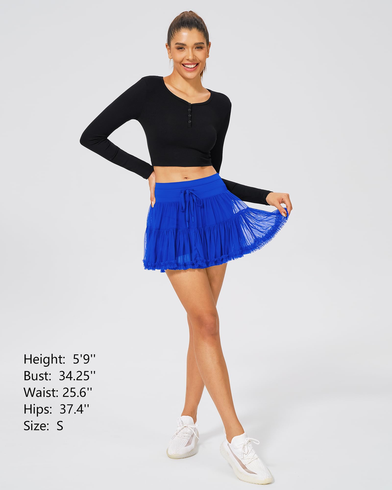 Stelle Women's High Waist Athletic Skorts with Shorts Pockets Ruffle Hem Flowy Skirts Mini Tiered Short Skirt Casual Summer