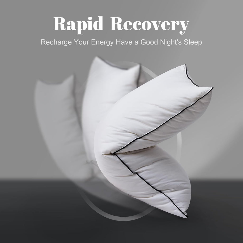 Feather Down Pillows Standard Size Set of 2, Luxury Hotel Collection Bed Pillow 2 Pack, Airyfil™ Powered Fillings & Feathers Pillow，Fluffy Plush for Side Sleepers,Firm, 20x26 in.
