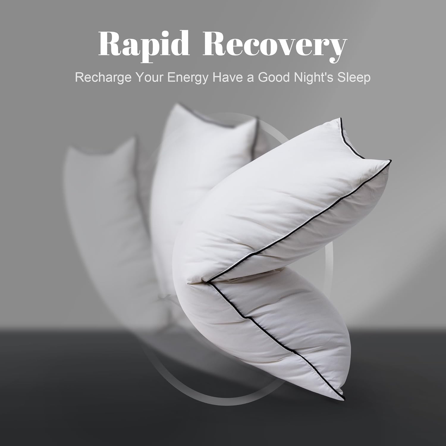 Feather Down Pillows Standard Size Set of 2, Luxury Hotel Collection Bed Pillow 2 Pack, Airyfil™ Powered Fillings & Feathers Pillow，Fluffy Plush for Side Sleepers,Firm, 20x26 in.