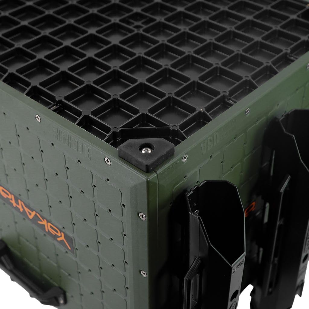 YakAttack BlackPak Pro 13" x 13" Fishing Crate with 3 Rod Holders - Battleship Grey | Compact Tackle Storage Box & Gear Organizer for Kayaks | Lightweight, Durable & Customizable Marine Accessory