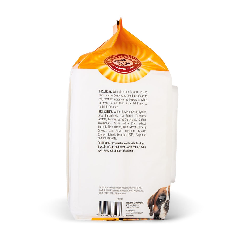 Arm and Hammer for Pets Heavy Duty Multipurpose Dog Bath Wipes, Mango Scent, Travel Size - All Purpose Wipes That Remove Odor and Refresh Dog Coat Between Baths, 30 Count