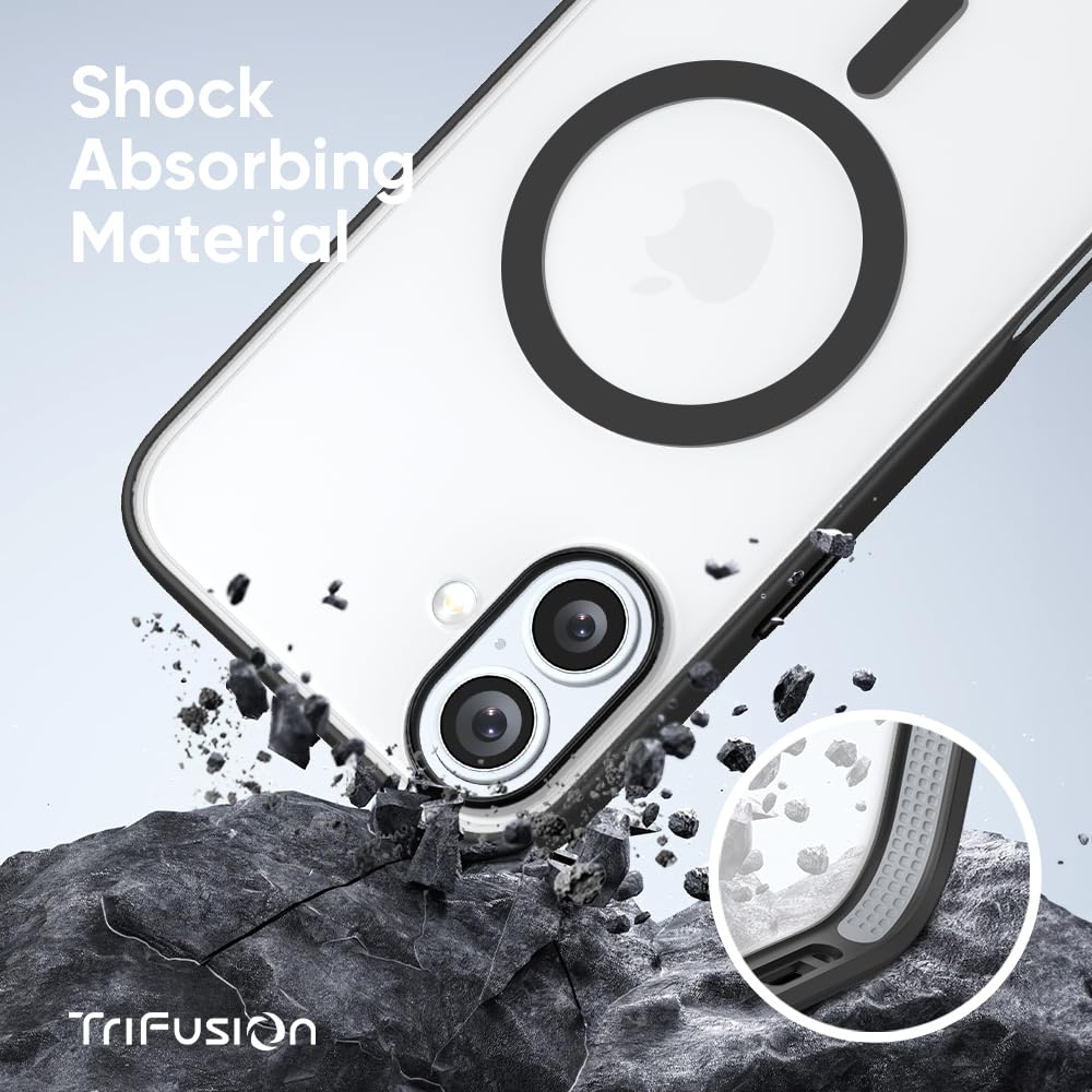 FLOLAB Surtect Tri-Fusion Magnetic for iPhone 16 Case Protective Slim Design Magsafe Compatible Military Grade - Black Clear