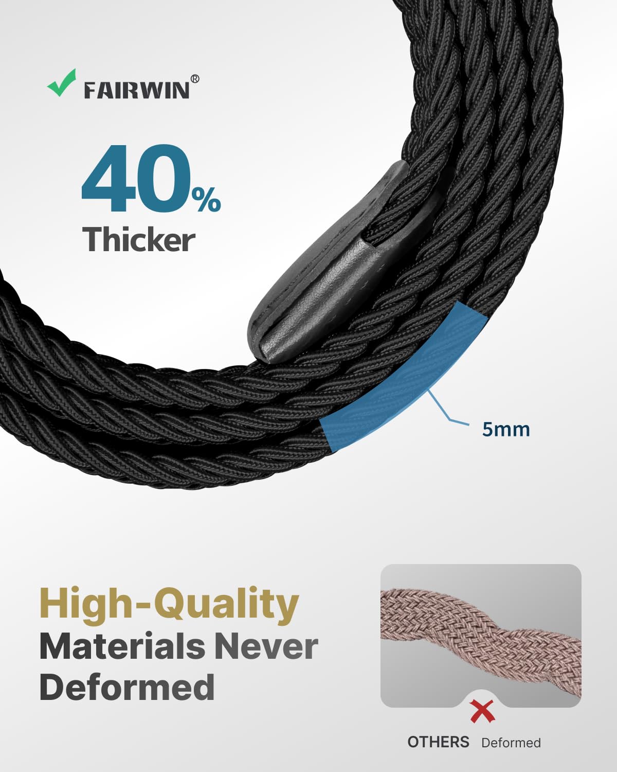 FAIRWIN Men's Golf Belt, Stretch Braided Elastic Woven Casual Jeans Belts 1 3/8" Nylon Web Work Belts for Men