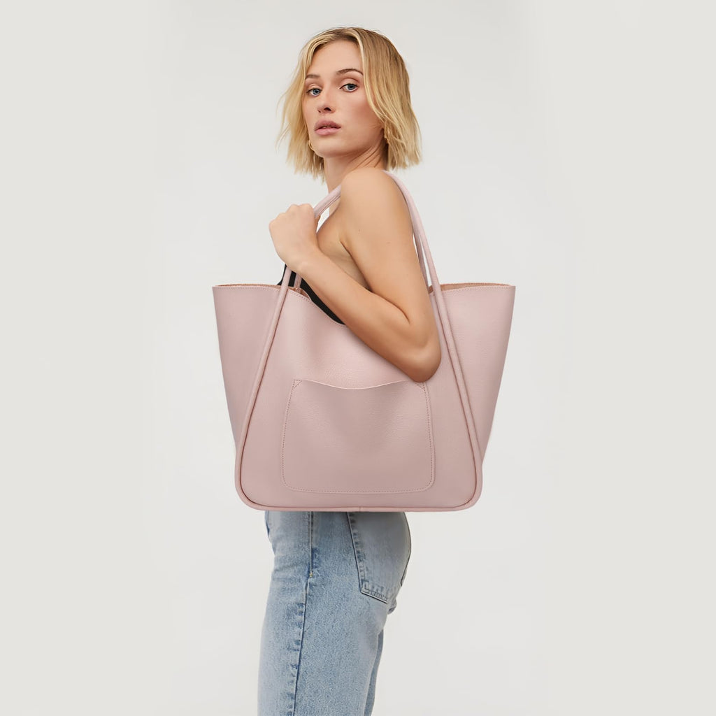 KKXIU Tote Bag for Women Vegan Leather Shoulder Purse Large Capacity Travel Bag