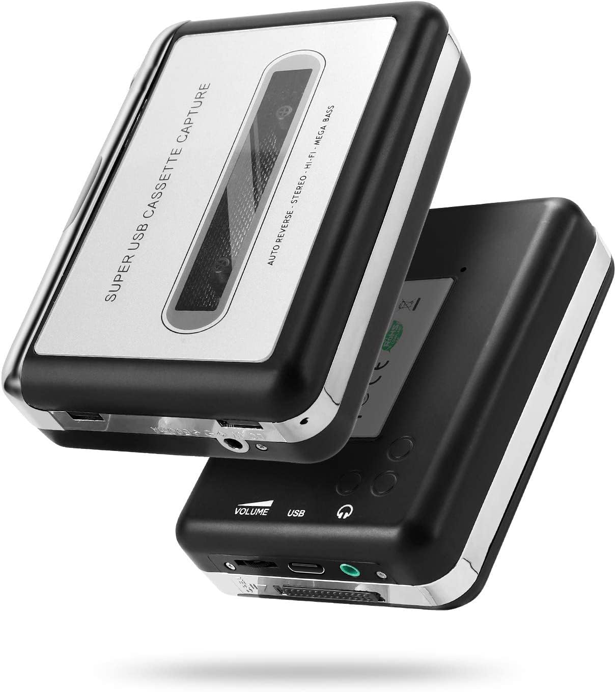 Reshow Cassette Tape Player – Portable Tape Player Audio Cassette to Digital Converter, Compatible with Laptops and Personal Computers Convert Cassette Tape Recorder to iPod Format (Silver)