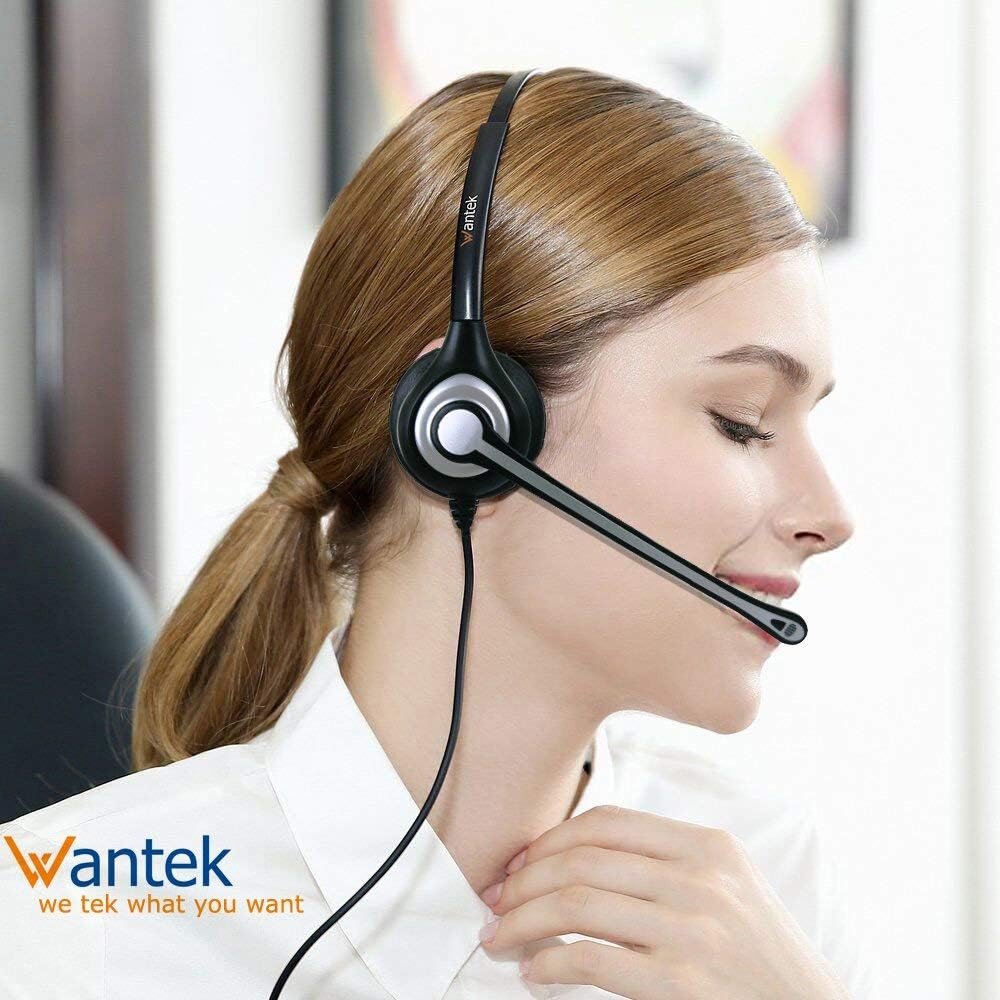 Wantek Corded Telephone Headset Mono w/Noise Canceling Mic for ShoreTel Plantronics Polycom Zultys Toshiba NEC Aspire Dterm Nortel Norstar Meridian Siemens ROLM Packet8 Landline Deskphones(F600S2)